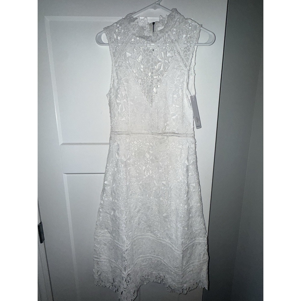 Reveuse white Sleeveless Ivory Lace Crochet Dress Small